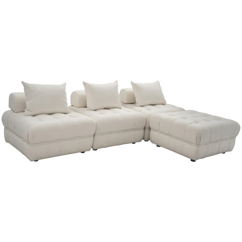 EVER DREAMING LIVING ELLA 4 SEATER BOUCLE SOFA & OTTOMAN SET