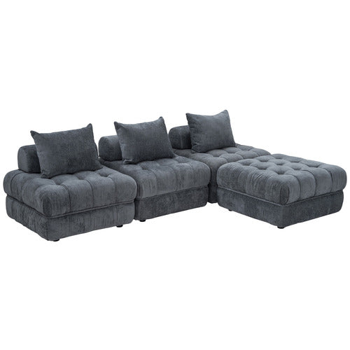 EVER DREAMING LIVING ELLA 4 SEATER BOUCLE SOFA & OTTOMAN SET