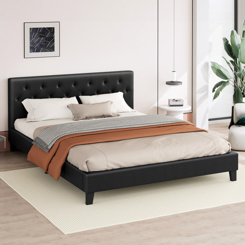 HOXTON ROOM BLACK VERNON FAUX LEATHER BED FRAME