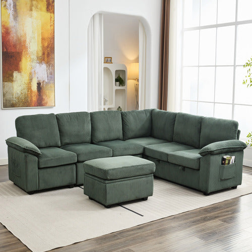CASSINGTON HOME EVIANA 6 SEATER KING SINGLE MODULAR SOFA BED & OTTOMAN SET