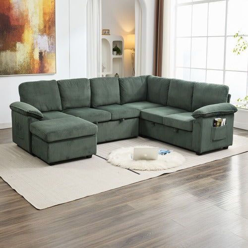 CASSINGTON HOME EVIANA 6 SEATER KING SINGLE MODULAR SOFA BED & OTTOMAN SET