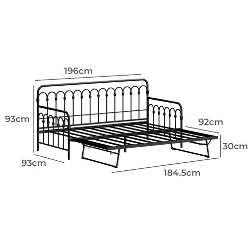 LIVING FUSION FAYE STEEL SINGLE DAYBED WITH TRUNDLE