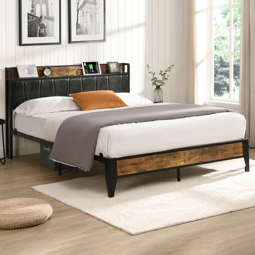 EVIE HOME FRANCES BED FRAME WITH OUTLETS & USB PORTS