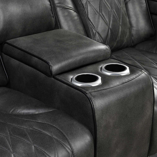 SOUTHERN STYLERS FREDERICK 2 SEATER LED FAUX LEATHER RECLINER SOFA