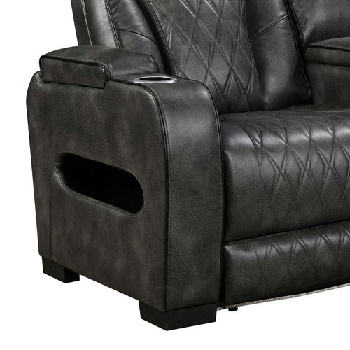SOUTHERN STYLERS FREDERICK 2 SEATER LED FAUX LEATHER RECLINER SOFA