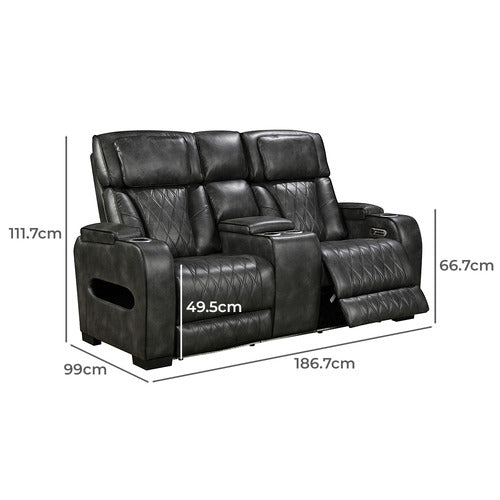 SOUTHERN STYLERS FREDERICK 2 SEATER LED FAUX LEATHER RECLINER SOFA