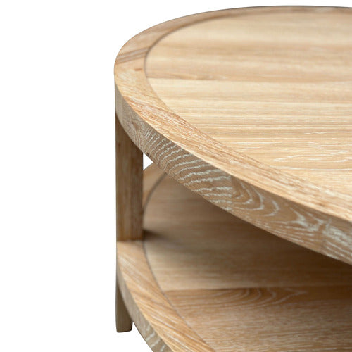 HAMILTON FURNITURE FRENCH ROUND OAK WOOD COFFEE TABLE