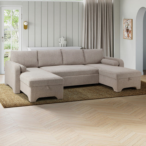 FRIDA 4 SEATER STORAGE SOFA BED WITH DOUBLE CHAISE