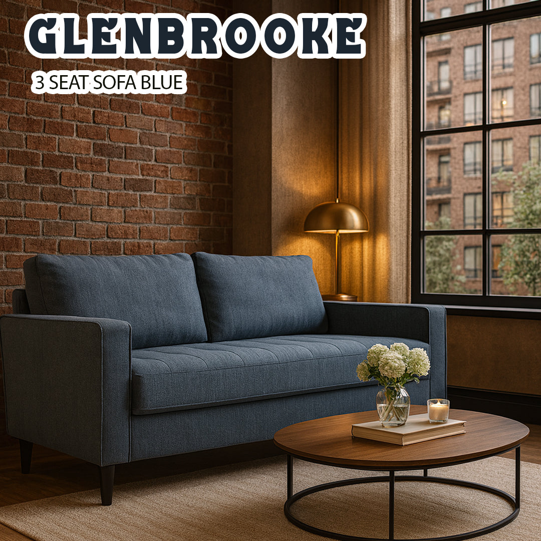 GLENBROOKE 3 SEAT SOFA BLUE