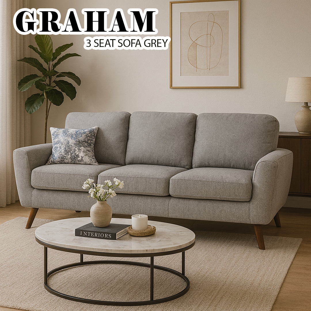 GRAHAM 3 SEAT SOFA GREY
