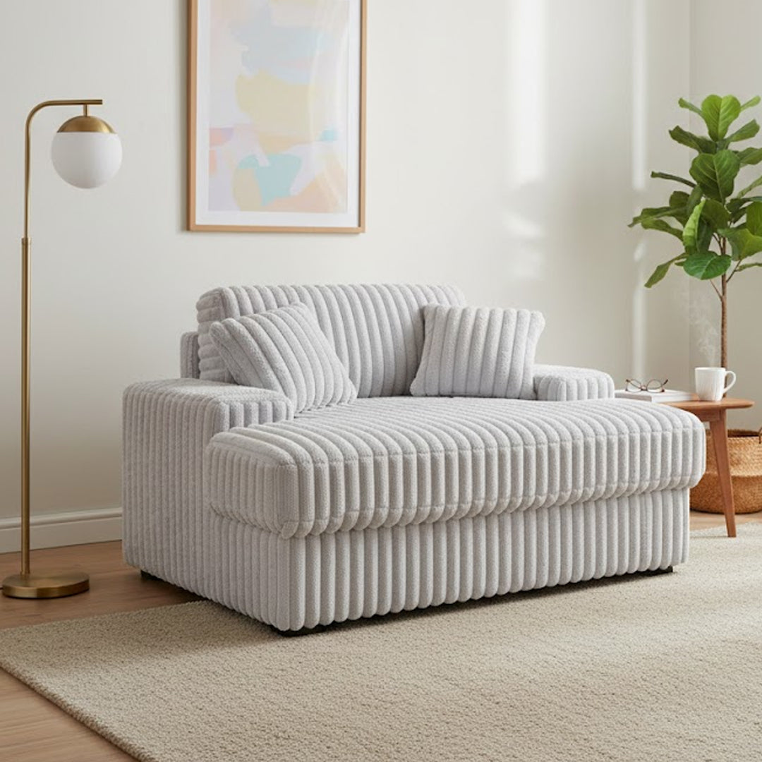 GRANDORA FABRIC CHAISE CHAIR LIGHT GREY