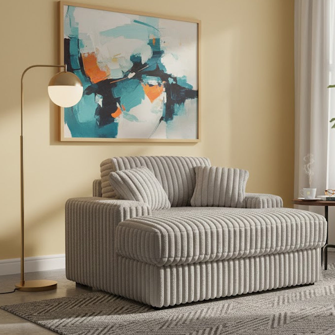 GRANDORA FABRIC CHAISE CHAIR MID GREY