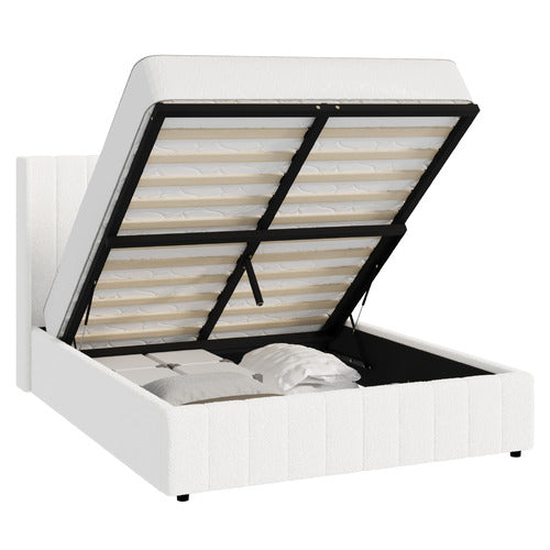 LIVING FUSION WHITE GABRIELLE SHERPA GAS LIFT STORAGE BED
