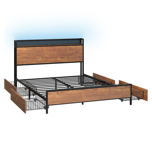 LIVING FUSION GAIL BED FRAME WITH LED & UNDERBED STORAGE