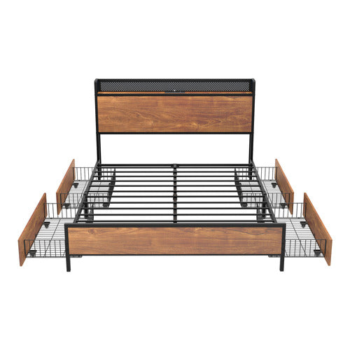 LIVING FUSION GAIL BED FRAME WITH LED & UNDERBED STORAGE