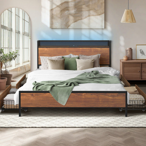 LIVING FUSION GAIL BED FRAME WITH LED & UNDERBED STORAGE