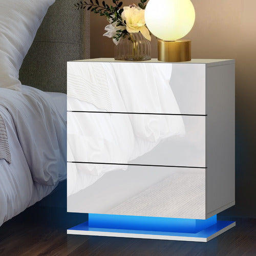 LIVING FUSION GALLAND 3 DRAWER BEDSIDE TABLE WITH LED