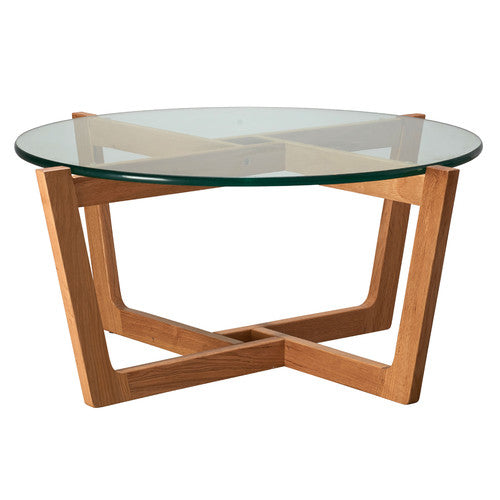 ESTUDIO FURNITURE MONTEREY GLASS & OAK COFFEE TABLE