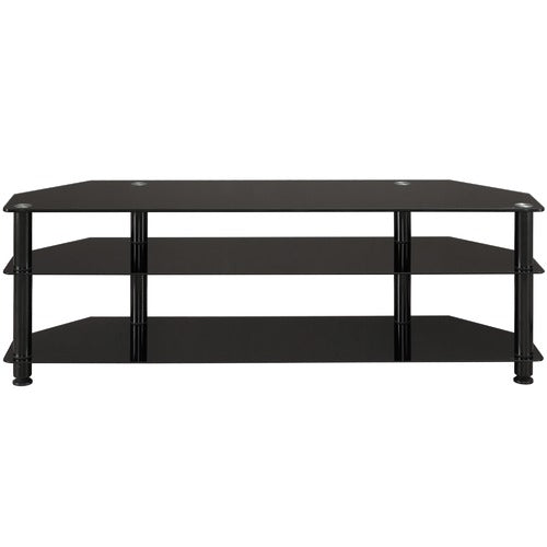 MONUMENT FURNITURE BLACK GLASS-TOP ENTERTAINMENT UNIT