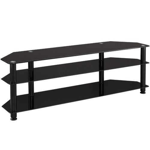 MONUMENT FURNITURE BLACK GLASS-TOP ENTERTAINMENT UNIT