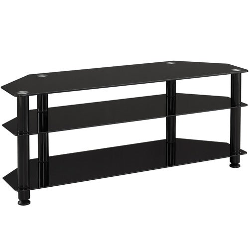 MONUMENT FURNITURE BLACK GLASS-TOP ENTERTAINMENT UNIT