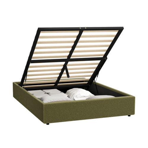 LIVING FUSION GREEN SERAPHINE SHERPA GAS LIFT STORAGE BED BASE