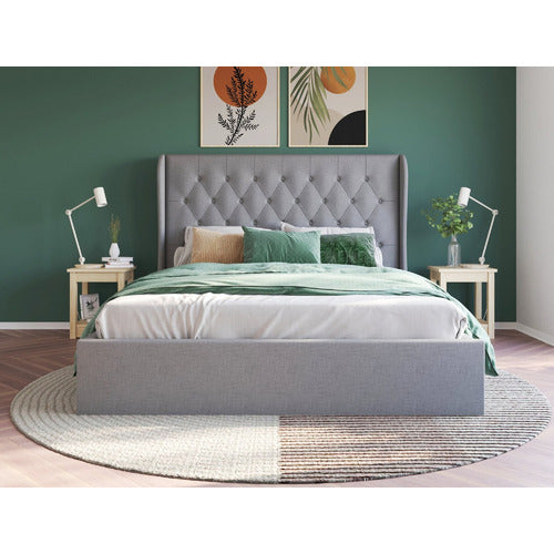 RAWSON & CO GREY HARLOW WINGED GAS LIFT STORAGE BED