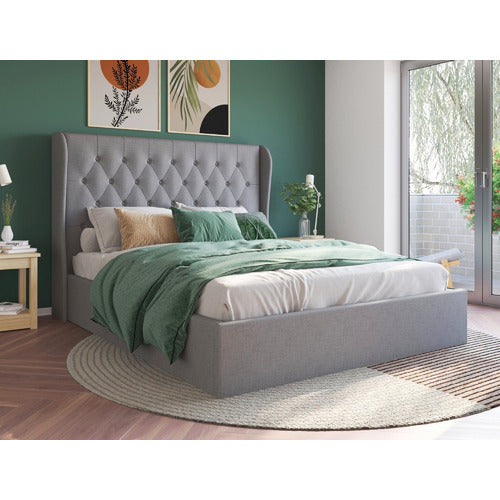 RAWSON & CO GREY HARLOW WINGED GAS LIFT STORAGE BED