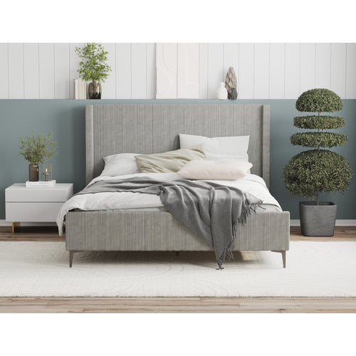 RAWSON & CO GREY SOULIN CORDUROY PLATFORM BED