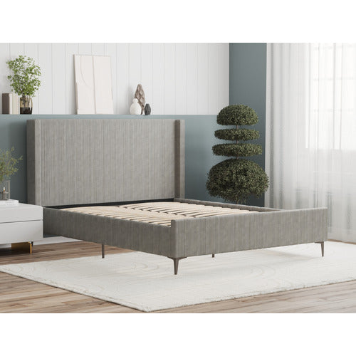 RAWSON & CO GREY SOULIN CORDUROY PLATFORM BED
