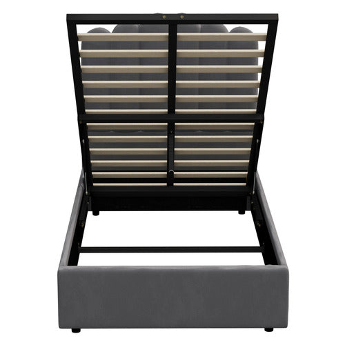 LIVING FUSION GREY ELLORA VELVET GAS LIFT BED FRAME