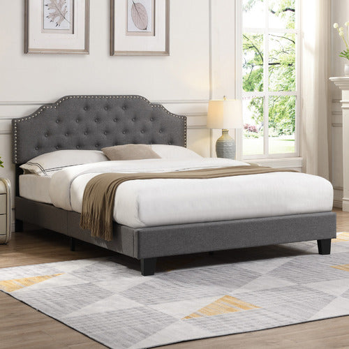EVIE HOME GREY JERSON UPHOLSTERED BED