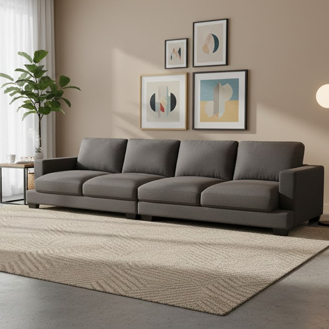 HANNES FABRIC 4 SEATER DARK GREY