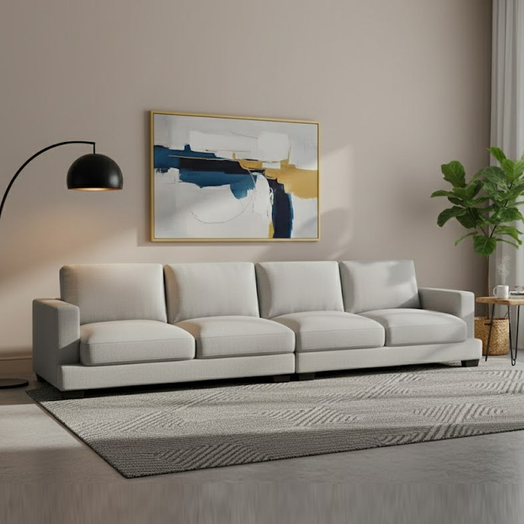 HANNES FABRIC 4 SEATER LIGHT GREY