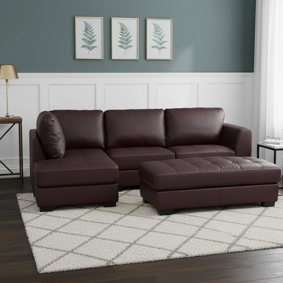 HAYWOOD LHF CORNER LOUNGE WITH OTTOMAN CHOCOLATE