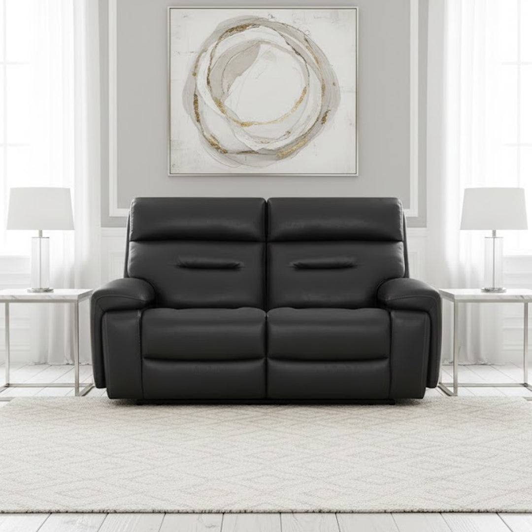 HOLLYWOOD FABRIC 2 SEATER SOFA WITH ELECTRIC RECLINERS CHARCOAL