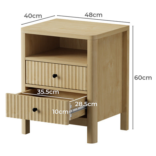 LIVING FUSION HALIFAX 2 DRAWER & 1 SHELF BEDSIDE TABLE