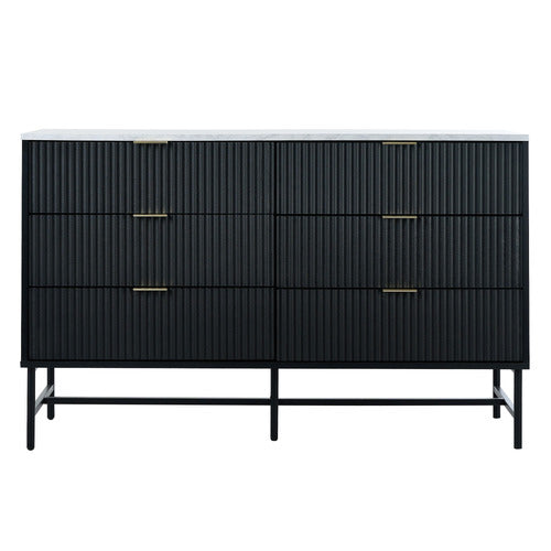 LIVING FUSION HAMMOND FAUX MARBLE 6 DRAWER CHEST