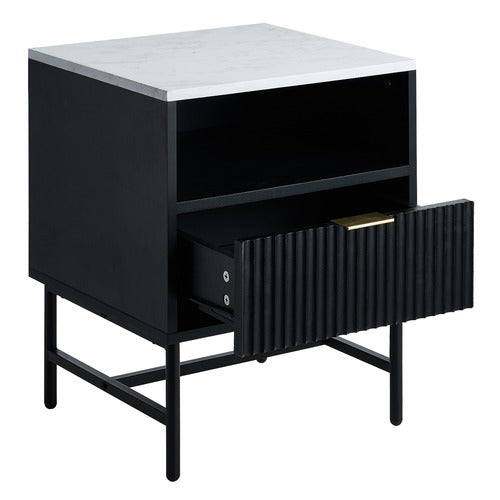 LIVING FUSION HAMMOND FAUX MARBLE BEDSIDE TABLE