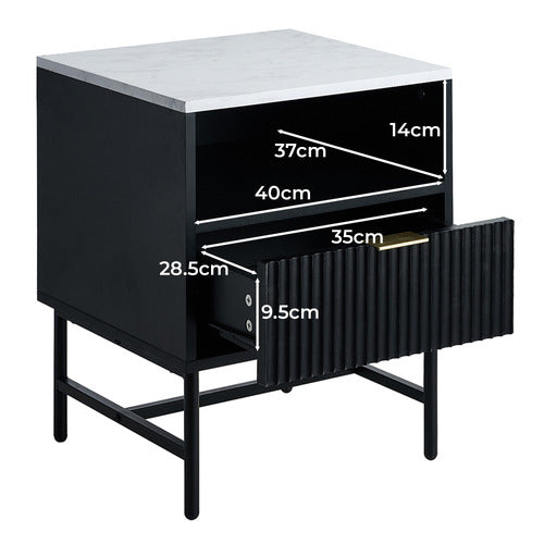LIVING FUSION HAMMOND FAUX MARBLE BEDSIDE TABLE