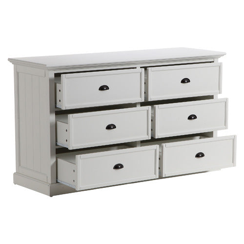 WHITE HAMPTONS 6 DRAWER CHEST