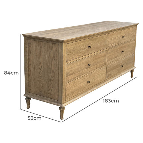 HAMILTON FURNITURE HARLAND OAK WOOD 6 DRAWER CHEST