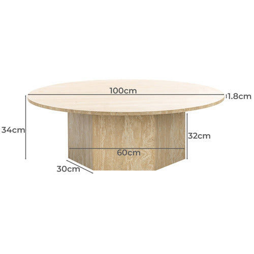 CONTINENTAL DESIGNS HARMON TURKISH TRAVERTINE COFFEE TABLE