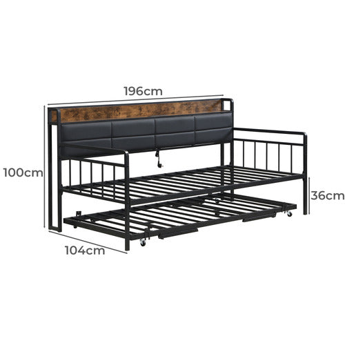EVIE HOME HARPER DOUBLE/KING DAYBED WITH TRUNDLE & CHARGING STATION