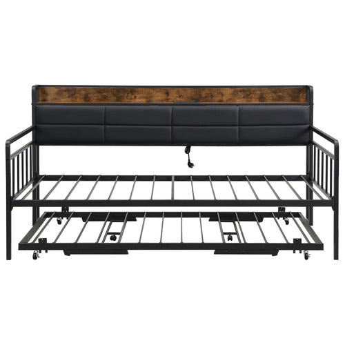 EVIE HOME HARPER DOUBLE/KING DAYBED WITH TRUNDLE & CHARGING STATION