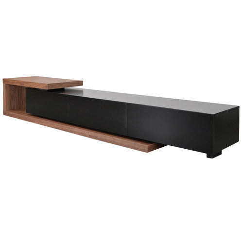HARPER & HINDLEY WALNUT & BLACK ELOMINA EXTENDABLE TV UNIT