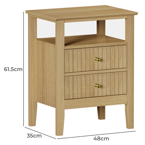 LIVING FUSION HILDA 2 DRAWER BEDSIDE TABLE