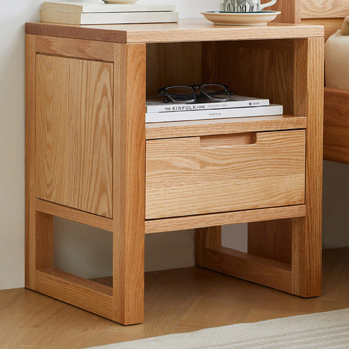 MODERN COLLECTIVE IVY 1 DRAWER AMERICAN OAK WOOD BEDSIDE TABLE