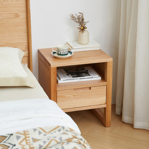 MODERN COLLECTIVE IVY 1 DRAWER AMERICAN OAK WOOD BEDSIDE TABLE