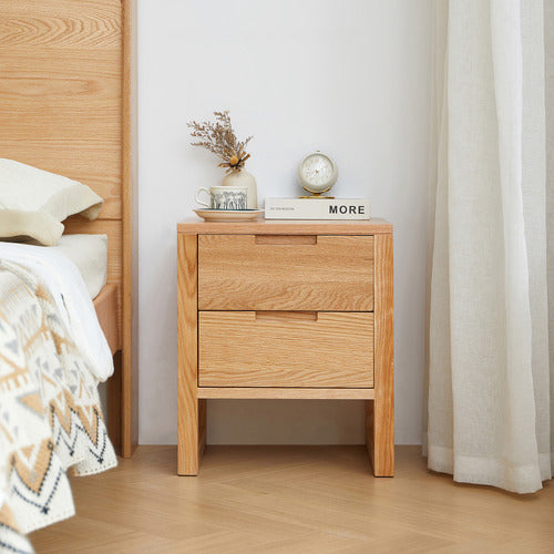 MODERN COLLECTIVE IVY 2 DRAWER AMERICAN OAK WOOD BEDSIDE TABLE